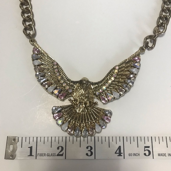 Eagle Pendant Jewelry Large Gold Tone Jeweled Textured Dimensional Chunk… - Picture 15 of 15